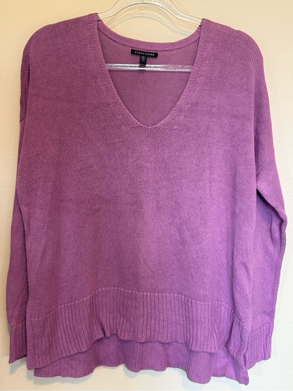 Eileen Fisher Lilac V-Neck Lightweight Knit Sweater XS